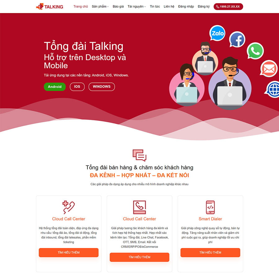 Mẫu website tổng đài Call Center