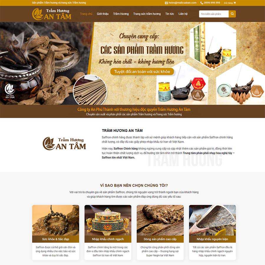 Mẫu website bán Trầm Hương