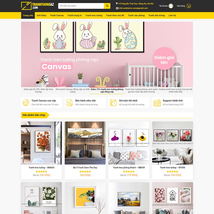 Mẫu website bán tranh tường, canvas