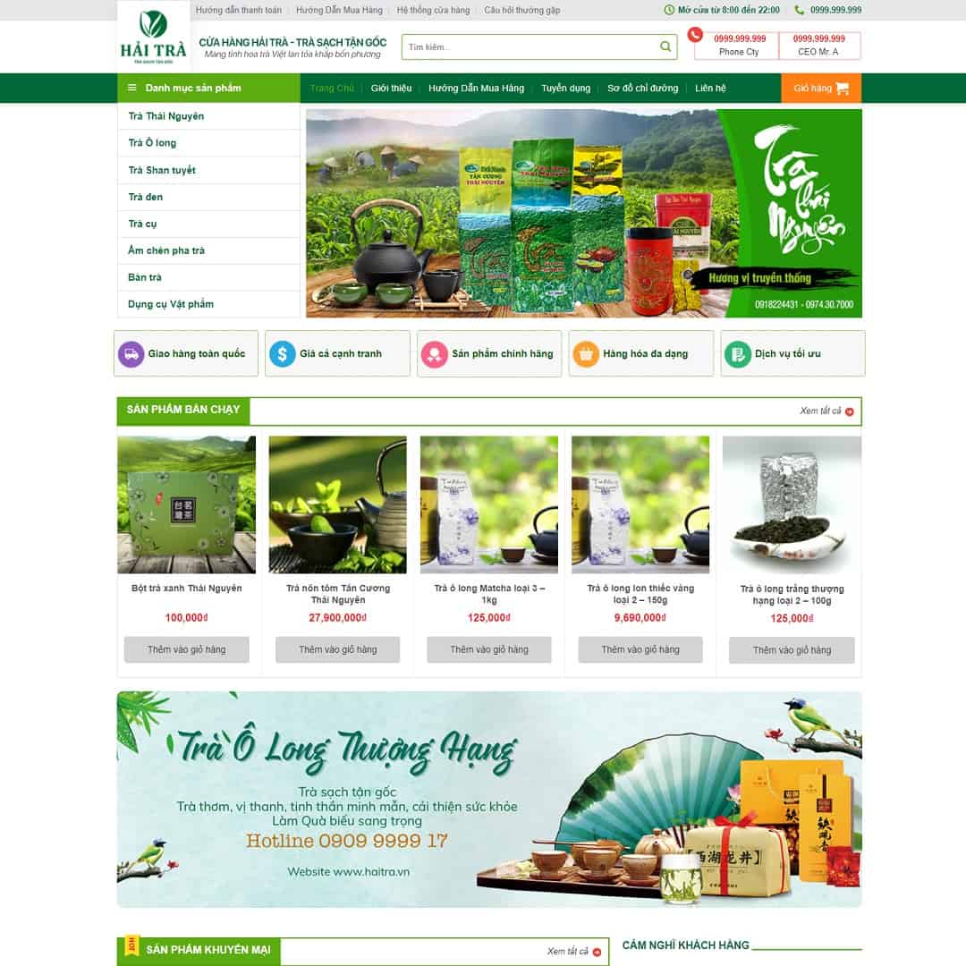 Mẫu website bán trà xanh