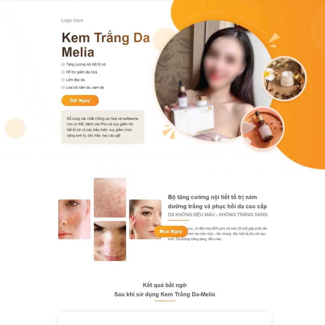 Mẫu website Landing page kem trị nám