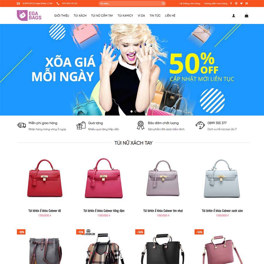 Mẫu website bán túi xách