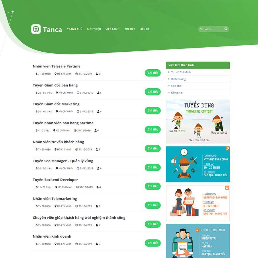 Mẫu website tuyển dụng, việc làm 01