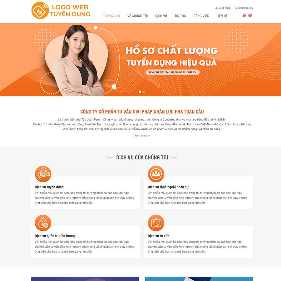Mẫu website tuyển dụng, việc làm 03