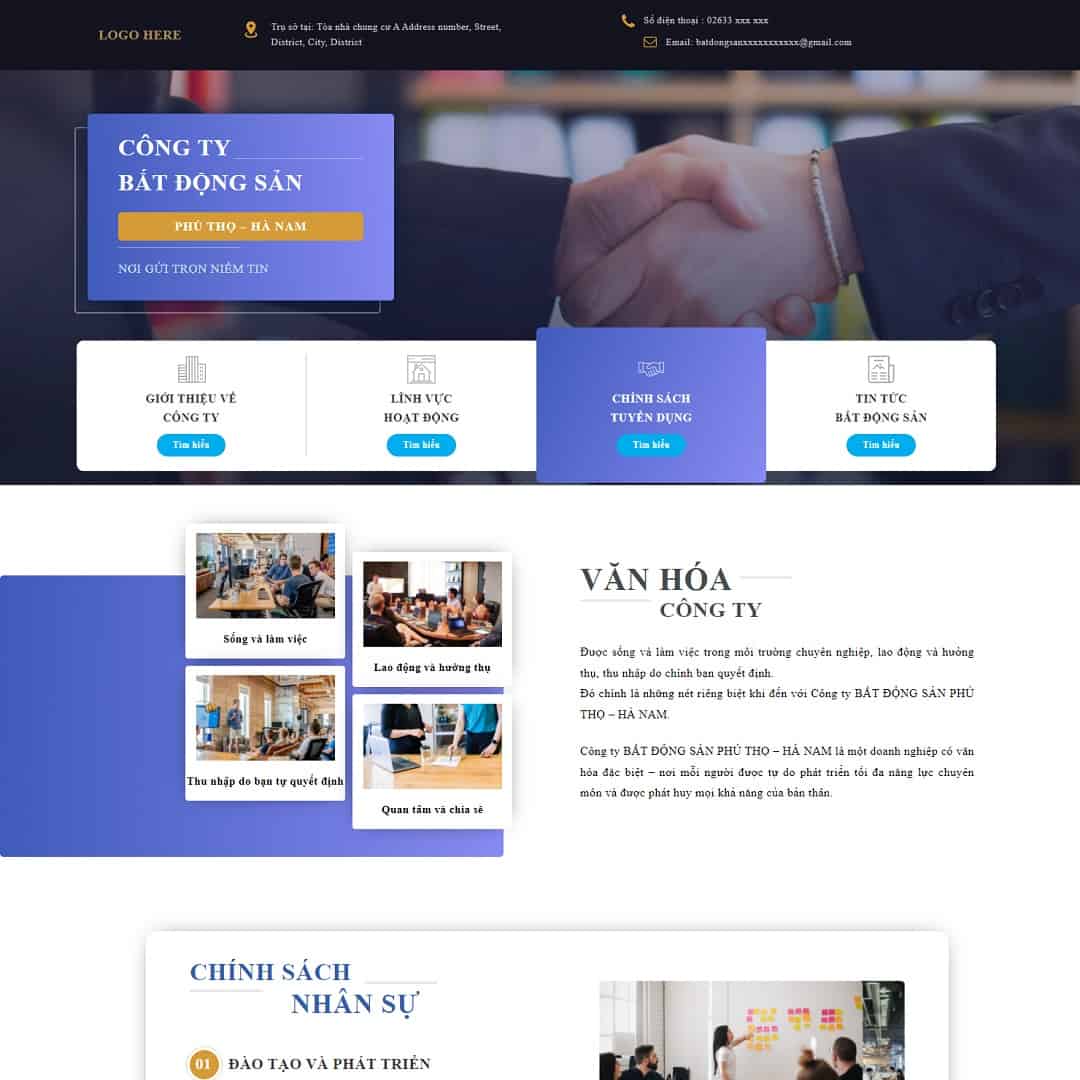 Mẫu website Landing page tuyển dụng