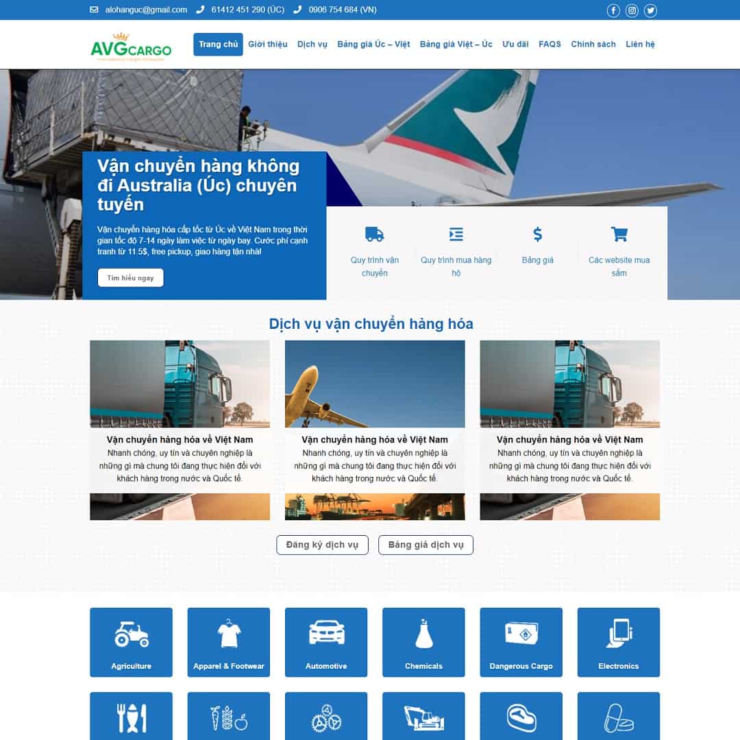 Mẫu website dịch vụ vận chuyển quốc tế logistic