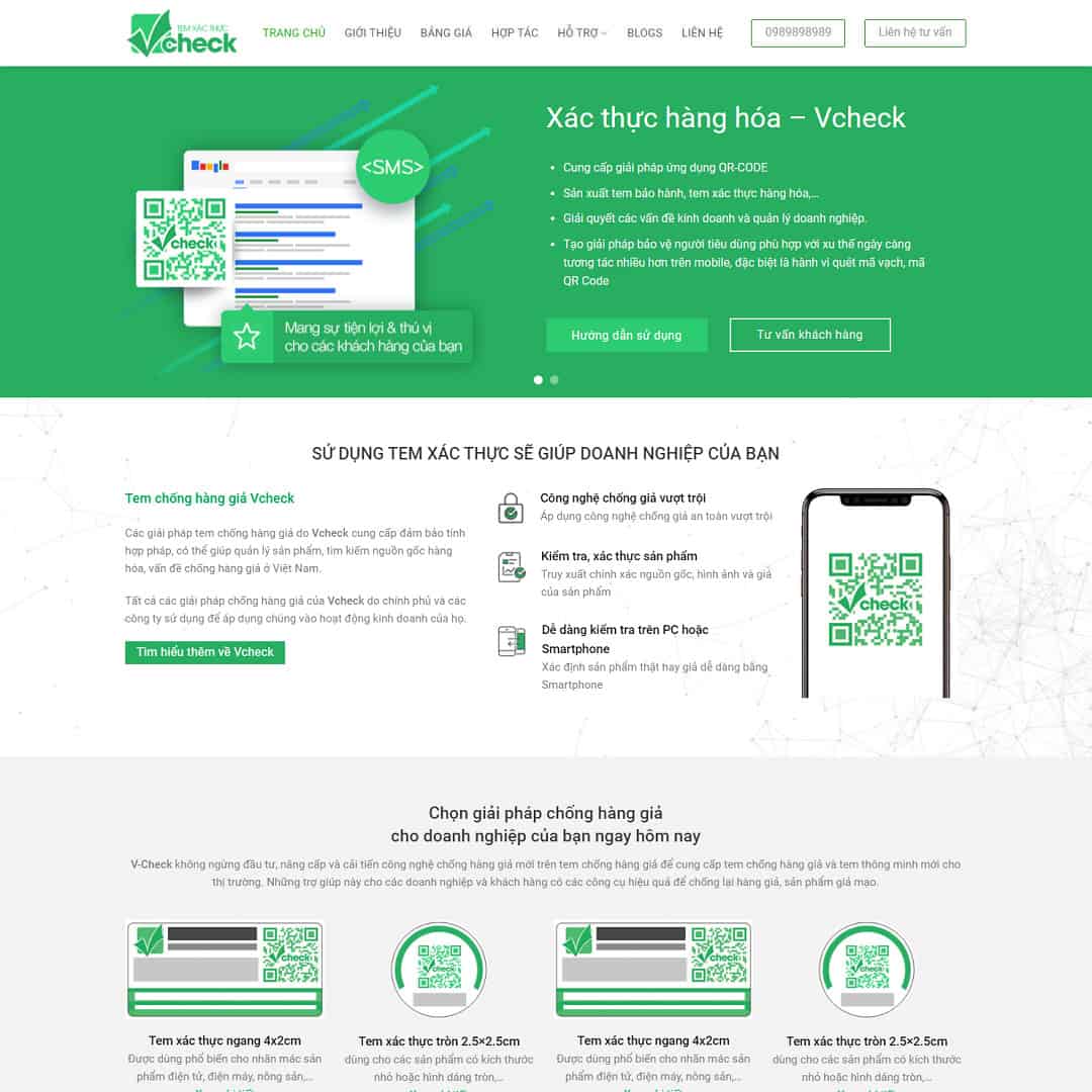 Mẫu website giới thiệu tem chống hàng giả