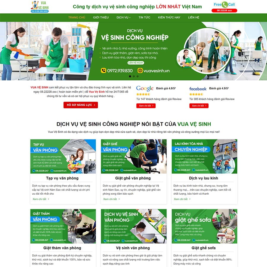 Mẫu website dịch vụ vệ sinh 05