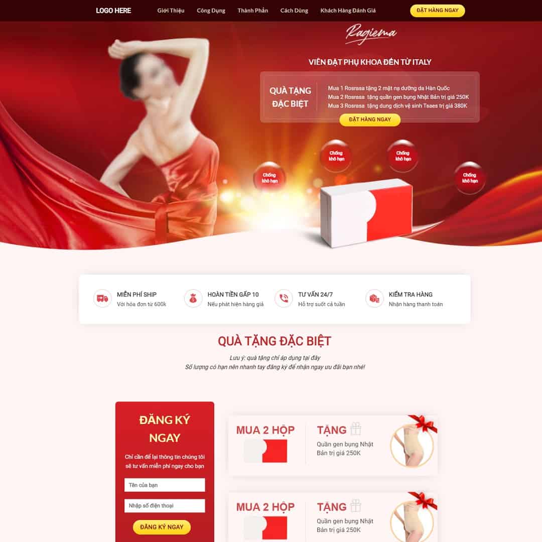 Mẫu website Landing page viên đặt phụ khoa