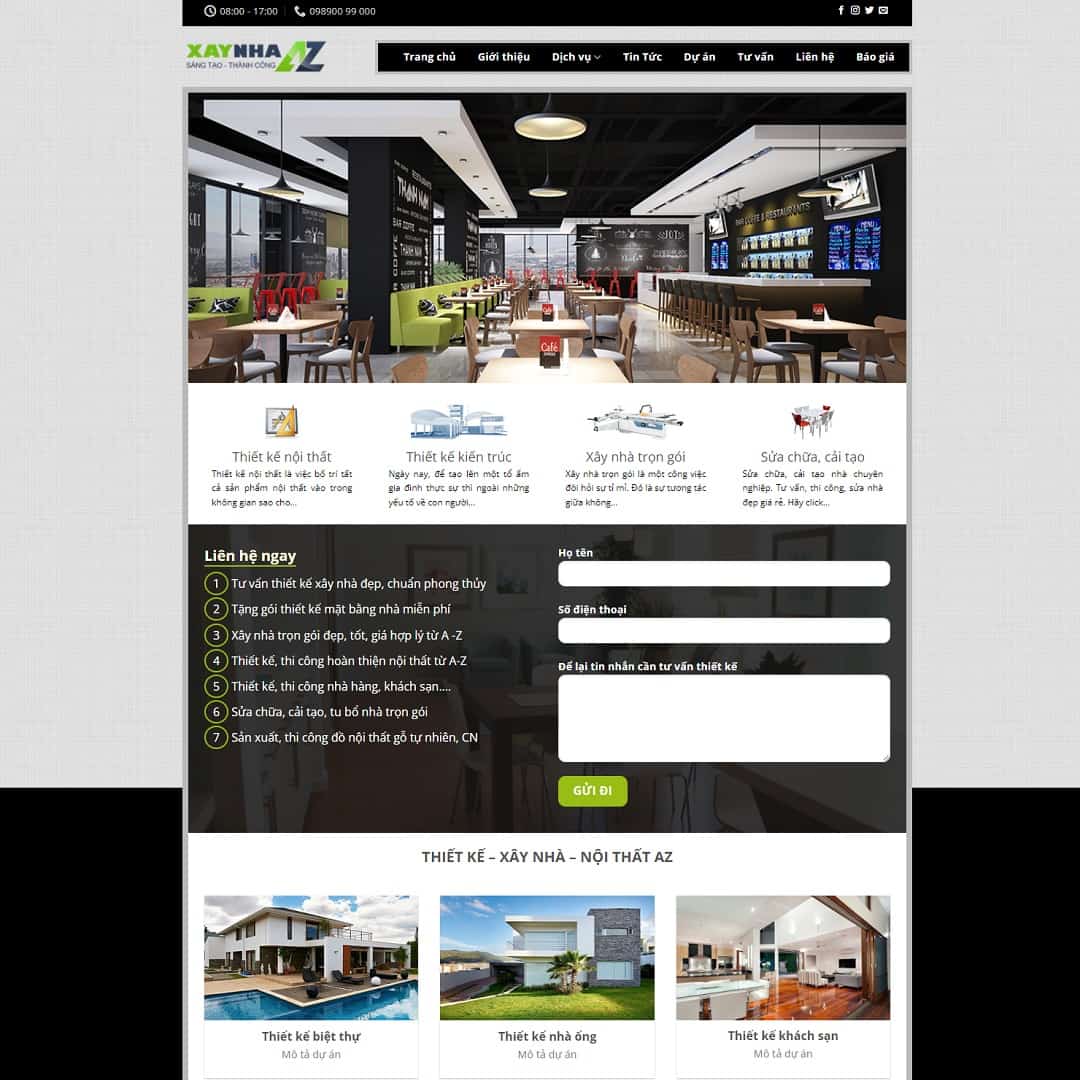 Mẫu website công ty kiến trúc, xây dựng