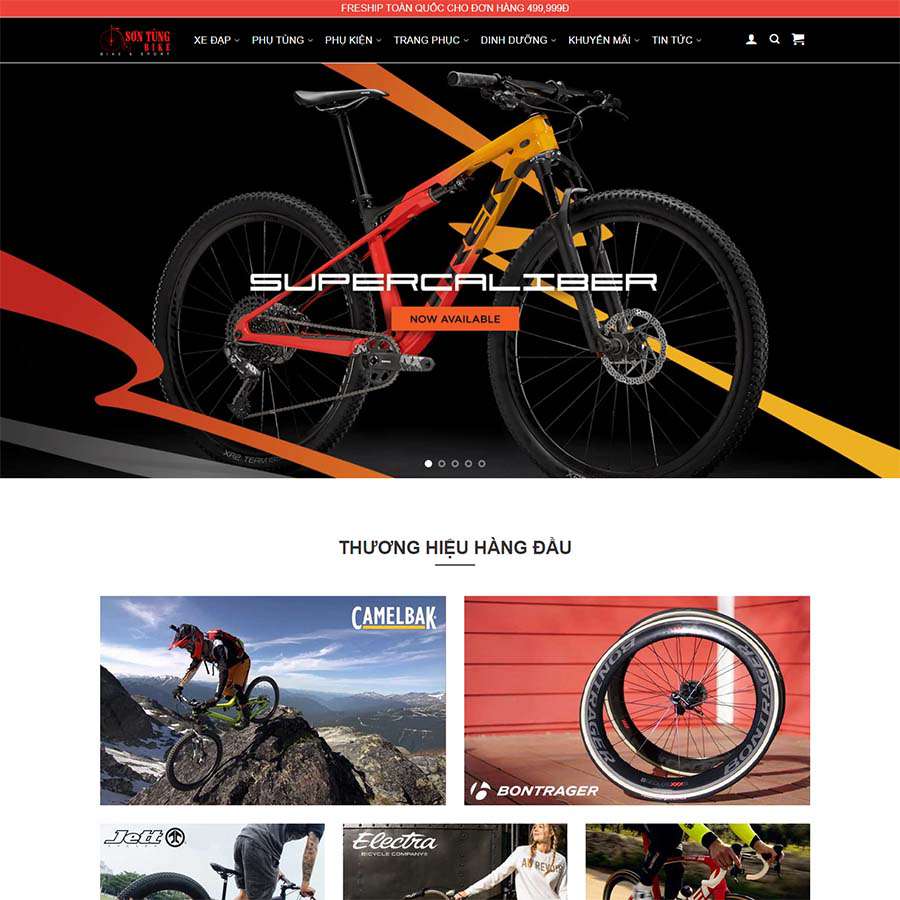 Mẫu website bán phụ kiện xe đạp