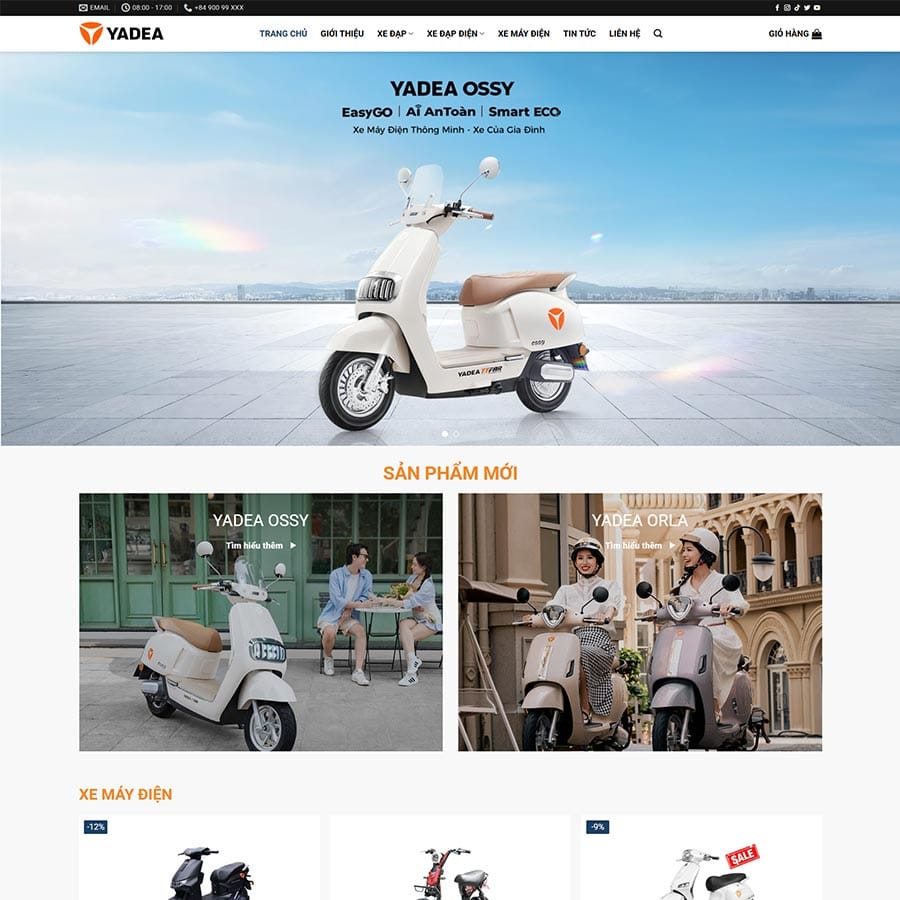 Mẫu website bán xe máy điện
