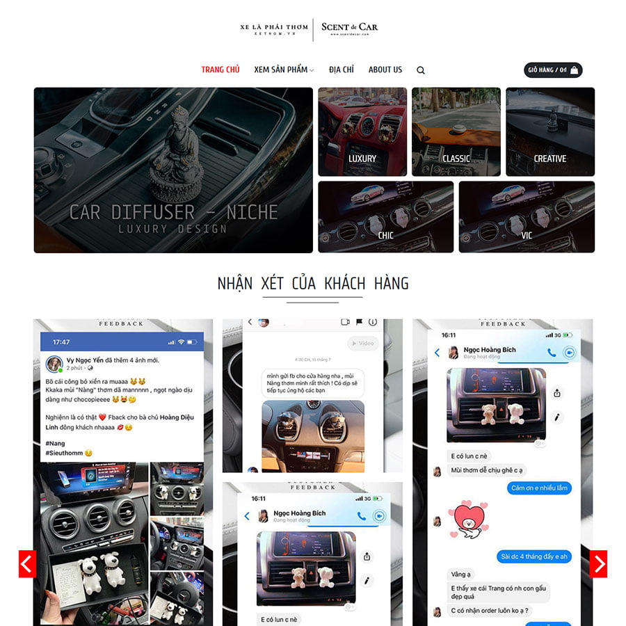 Mẫu website nước hoa cho xe hơi