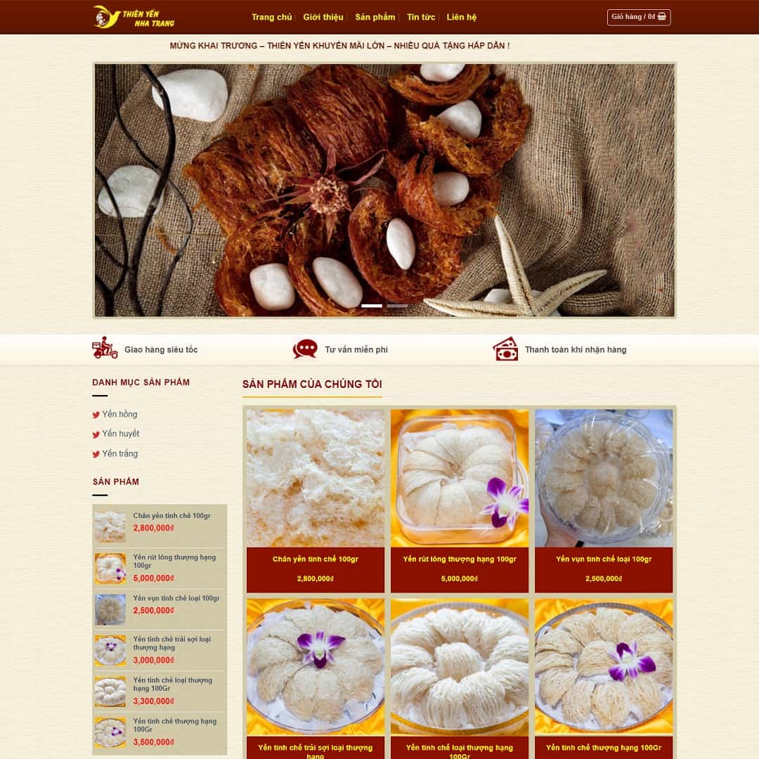 Mẫu website bán yến sào